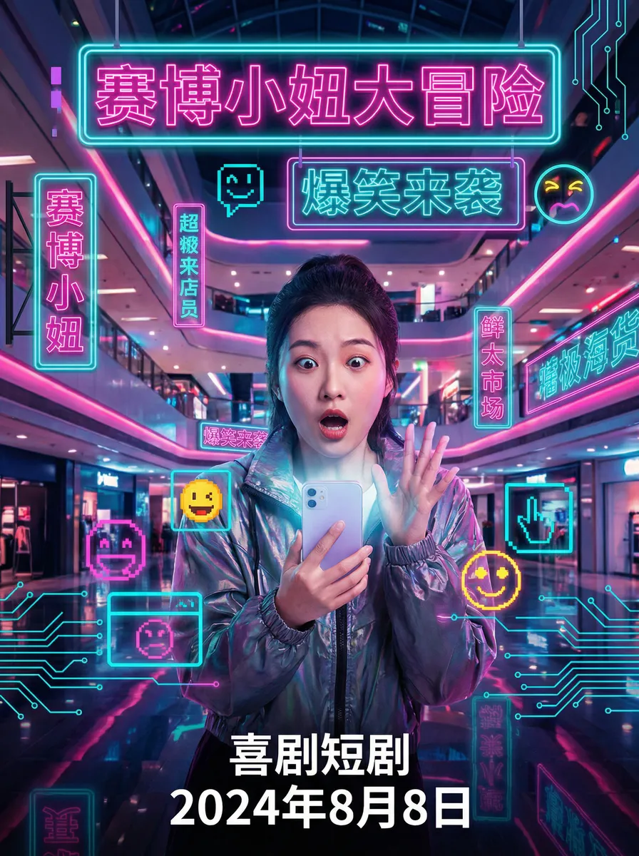 白鹿八卦 搞笑喜剧短剧 - 赛博小妞大冒险海报